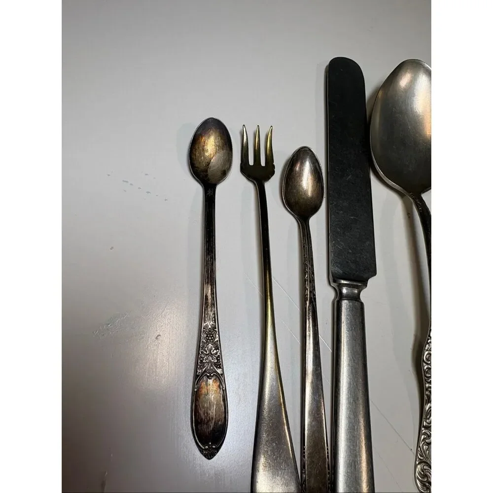Vintage Silverplate Flatware Lot 10 Mixed Serving Pieces Rogers Wm Rogers